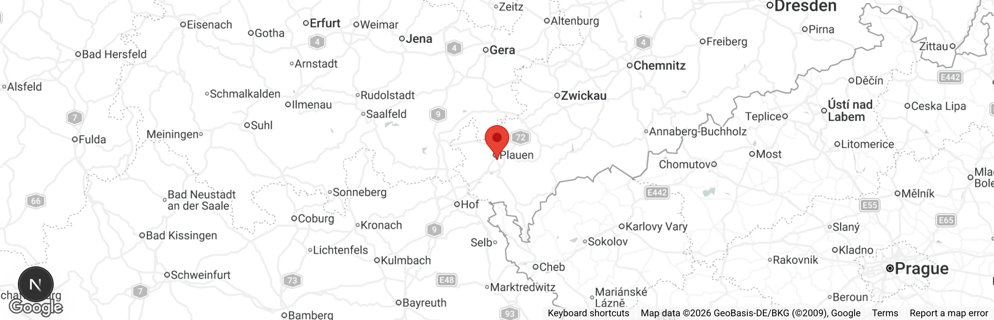 Map showing location of Tierheim Plauen/Vogtland