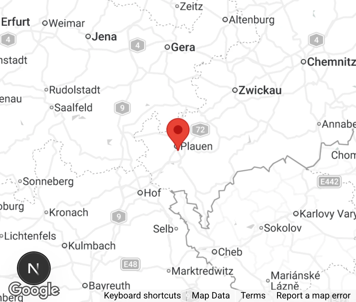 Map showing location of Tierheim Plauen/Vogtland