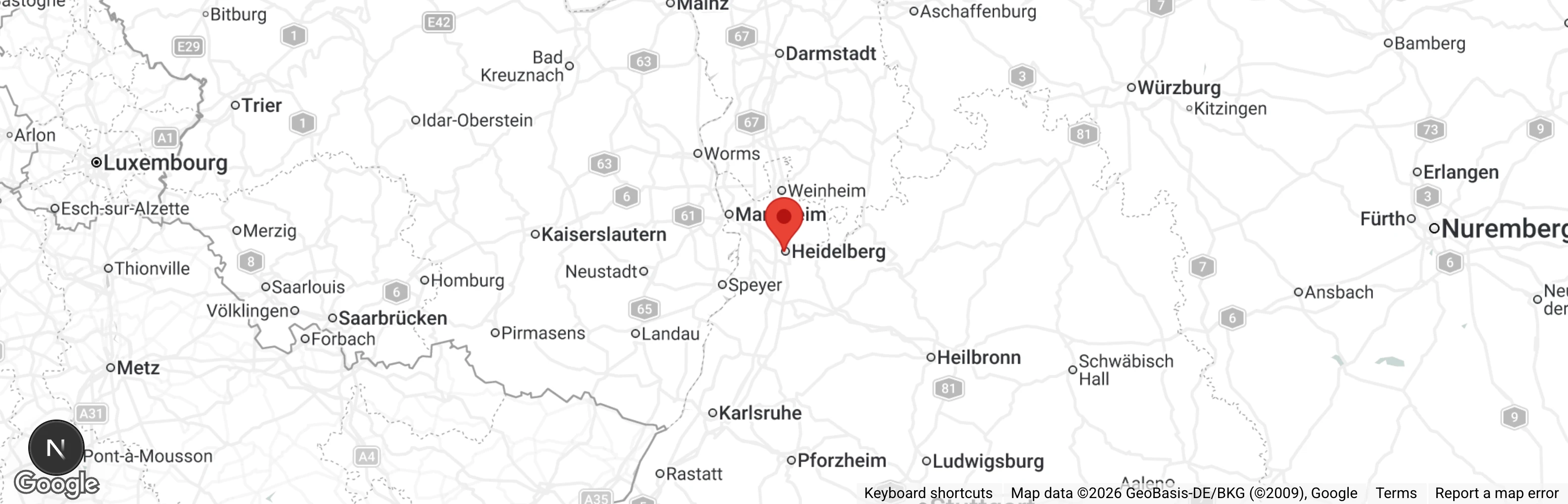 Map showing location of Tierheim Heidelberg