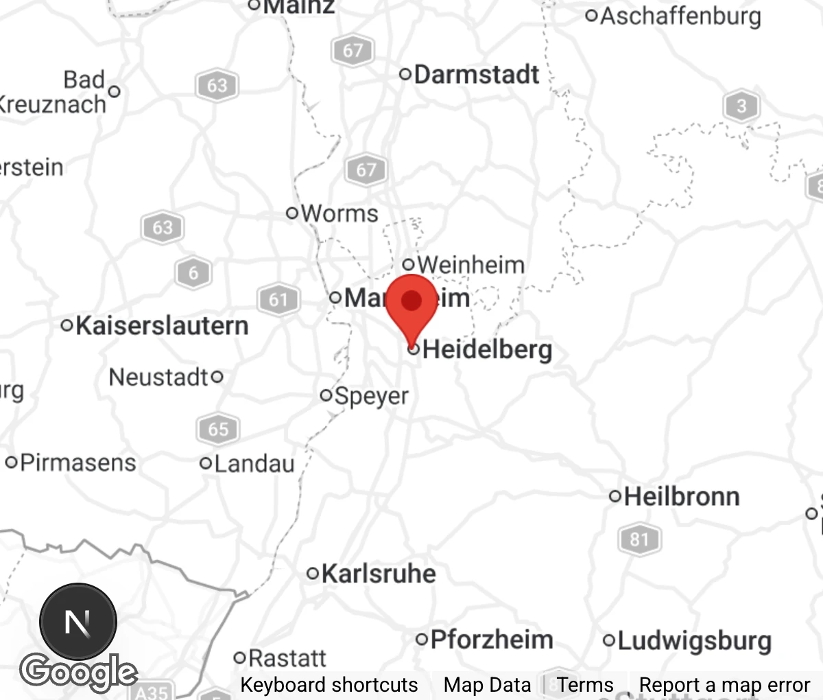 Map showing location of Tierheim Heidelberg
