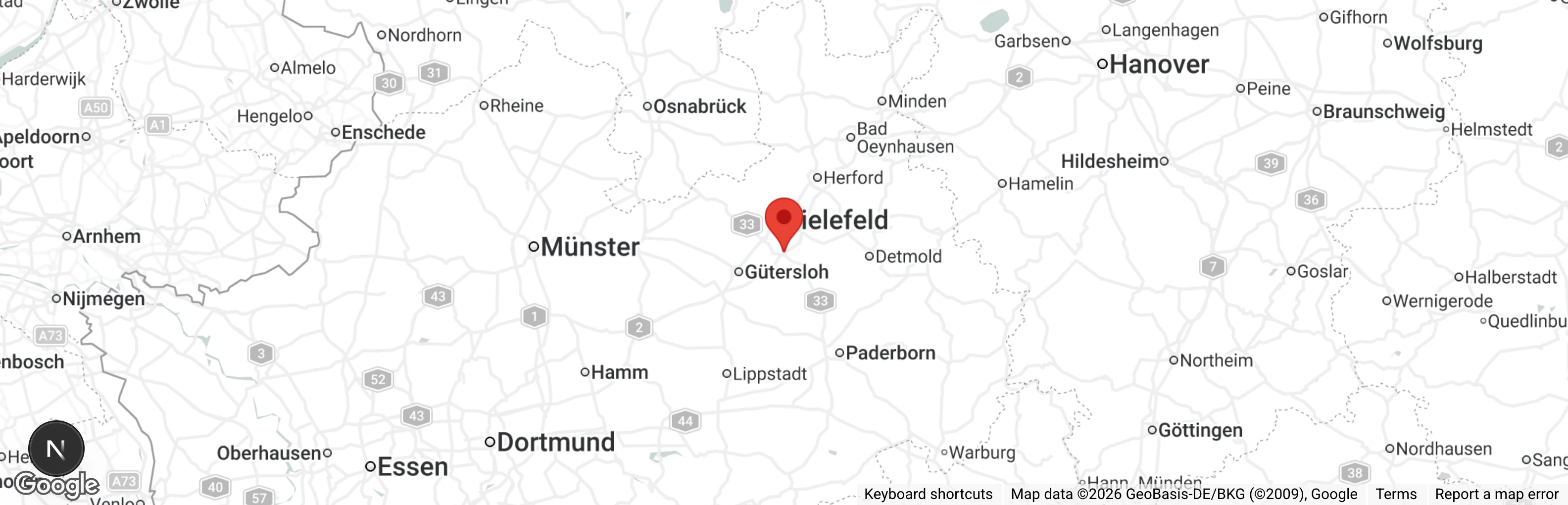 Map showing location of Tierheim Bielefeld