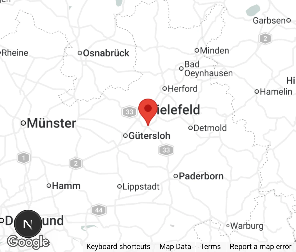 Map showing location of Tierheim Bielefeld