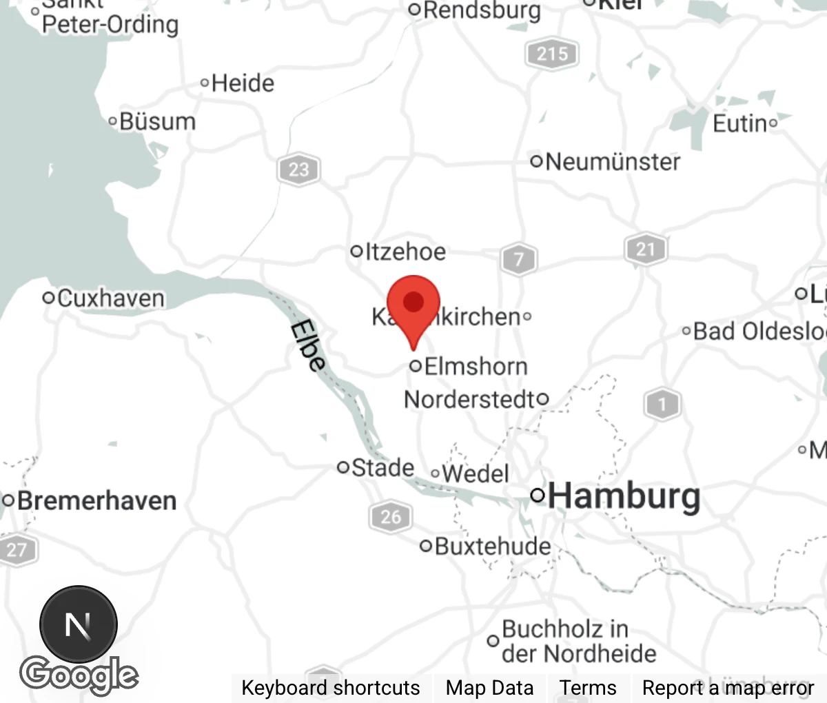 Map showing location of Tierheim Elmshorn