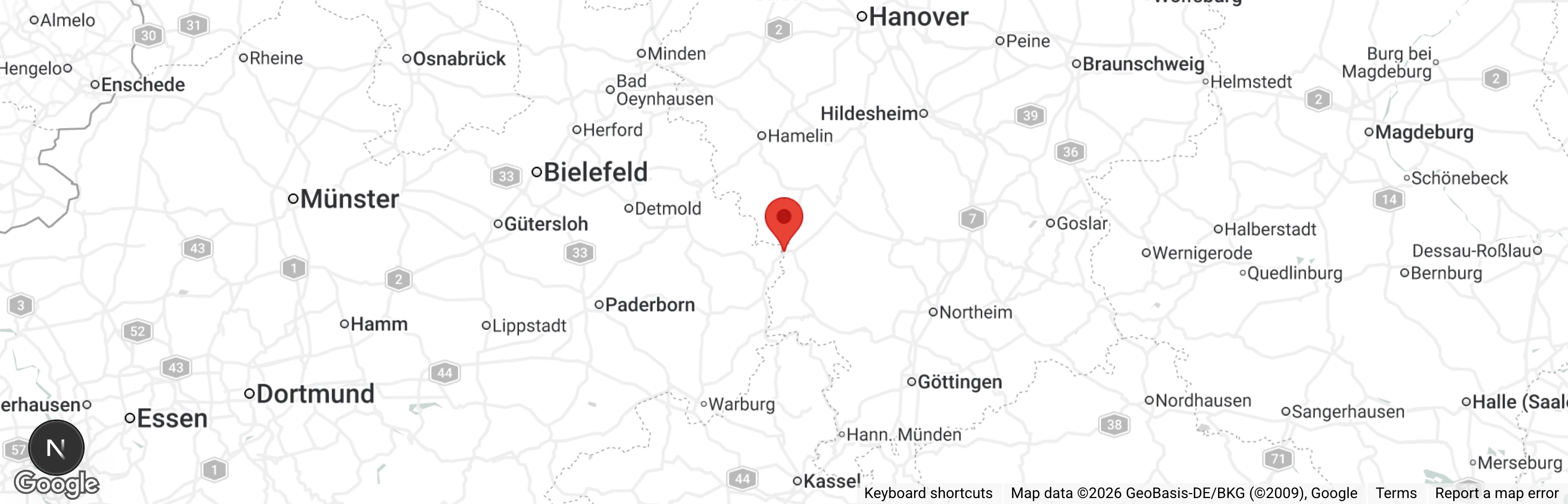 Map showing location of Tierheim Holzminden-Höxter