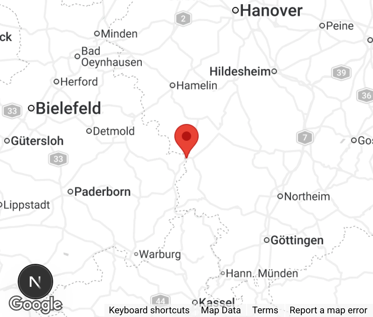 Map showing location of Tierheim Holzminden-Höxter