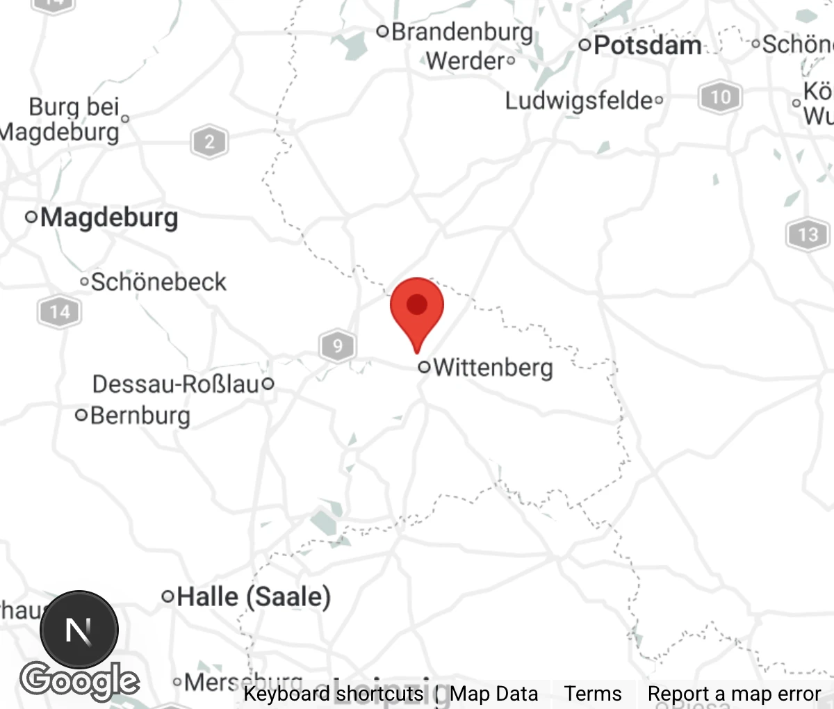 Map showing location of Tierheim Wittenberg