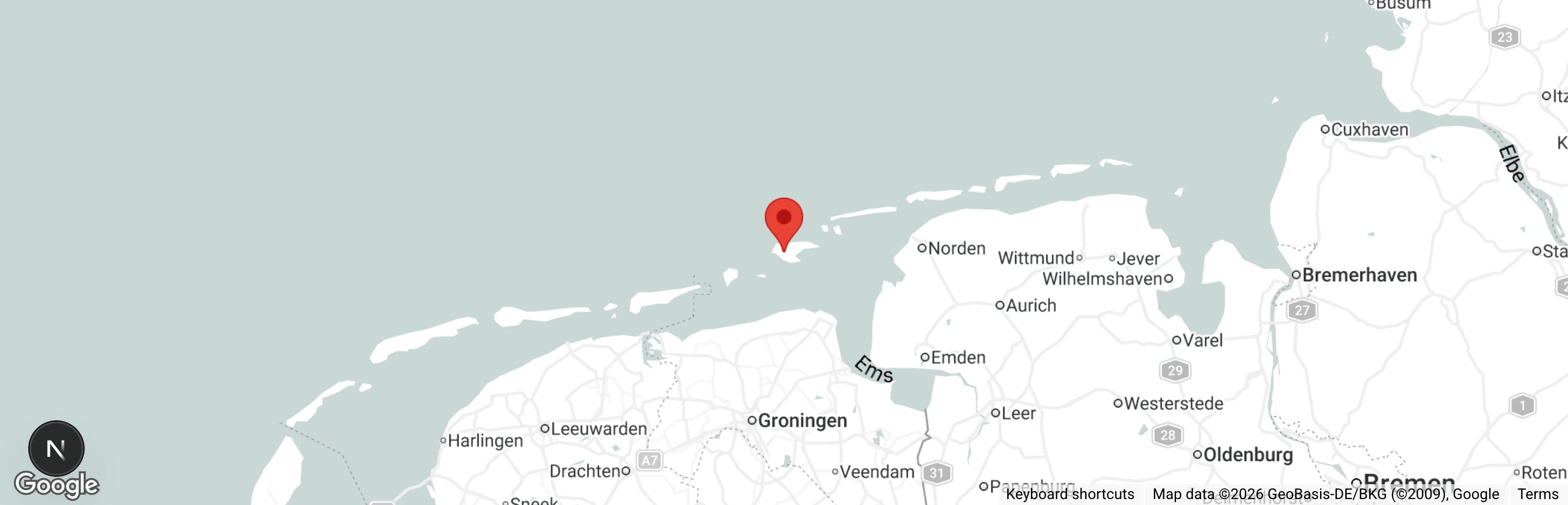 Map showing location of Tierheim Borkum