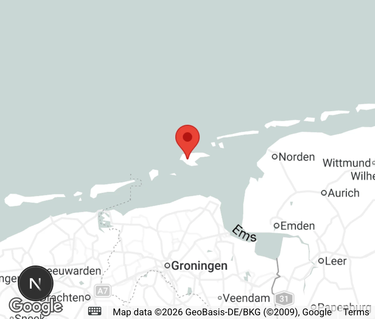 Map showing location of Tierheim Borkum