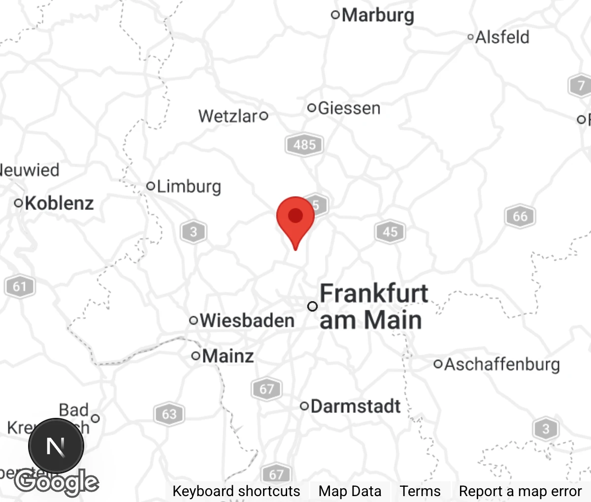 Map showing location of Tierschutzverein Bad Homburg e.V.