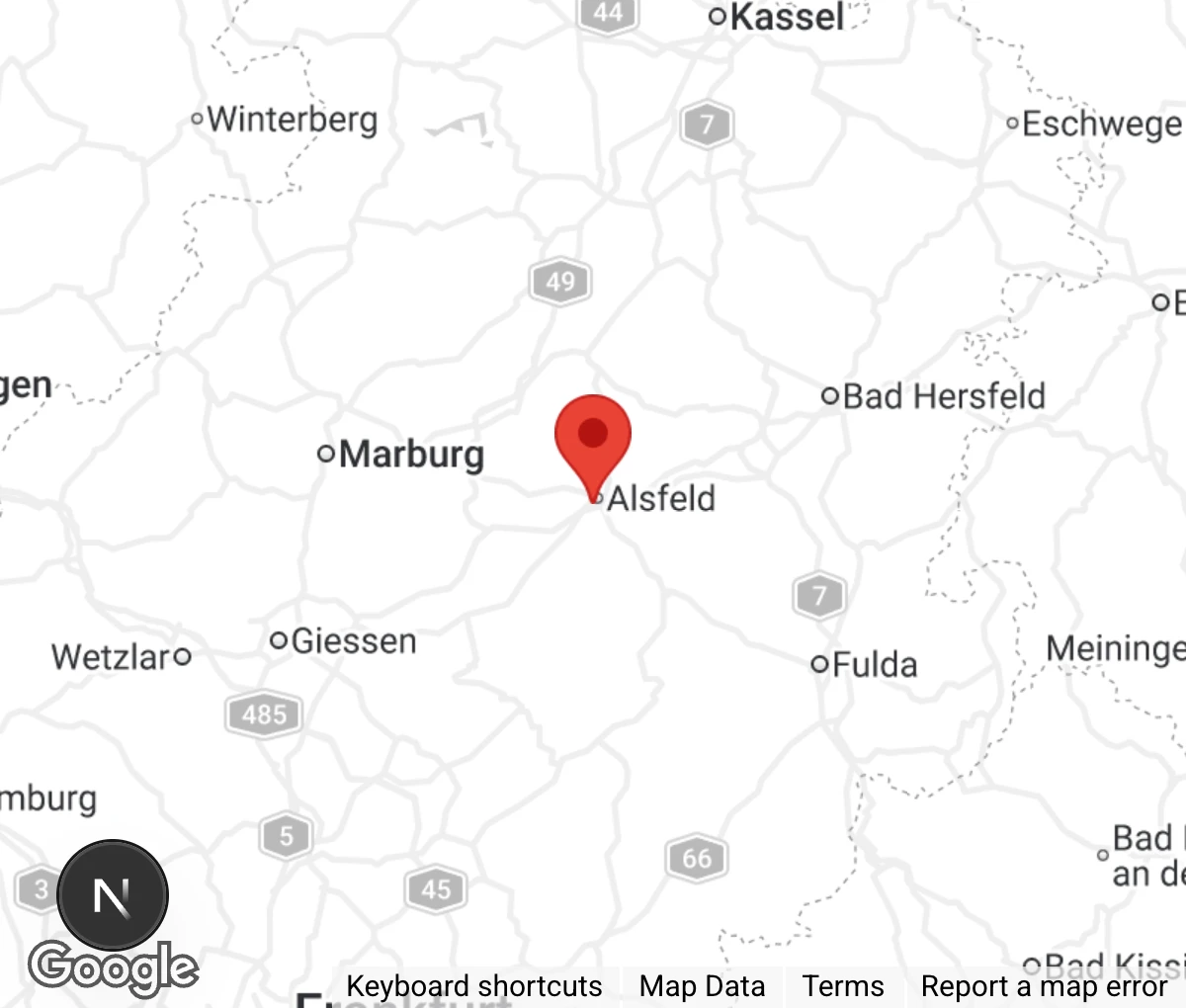 Map showing location of Tierheim Alsfeld