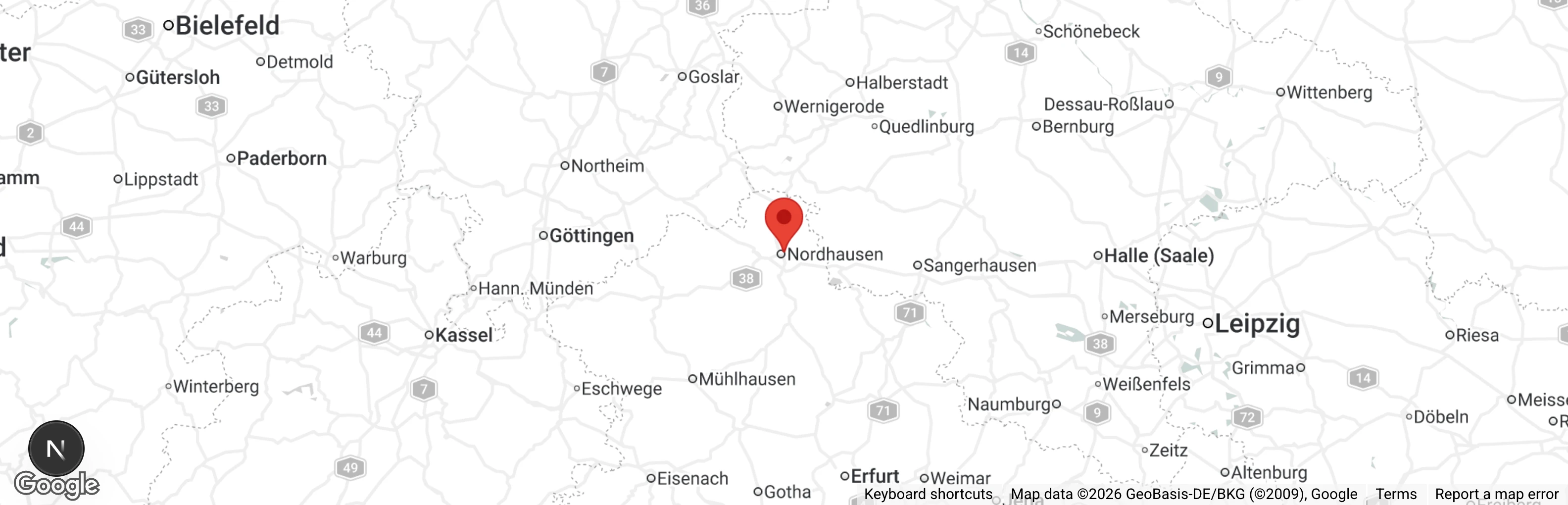 Map showing location of Tierschutz Nordhausen e.V.