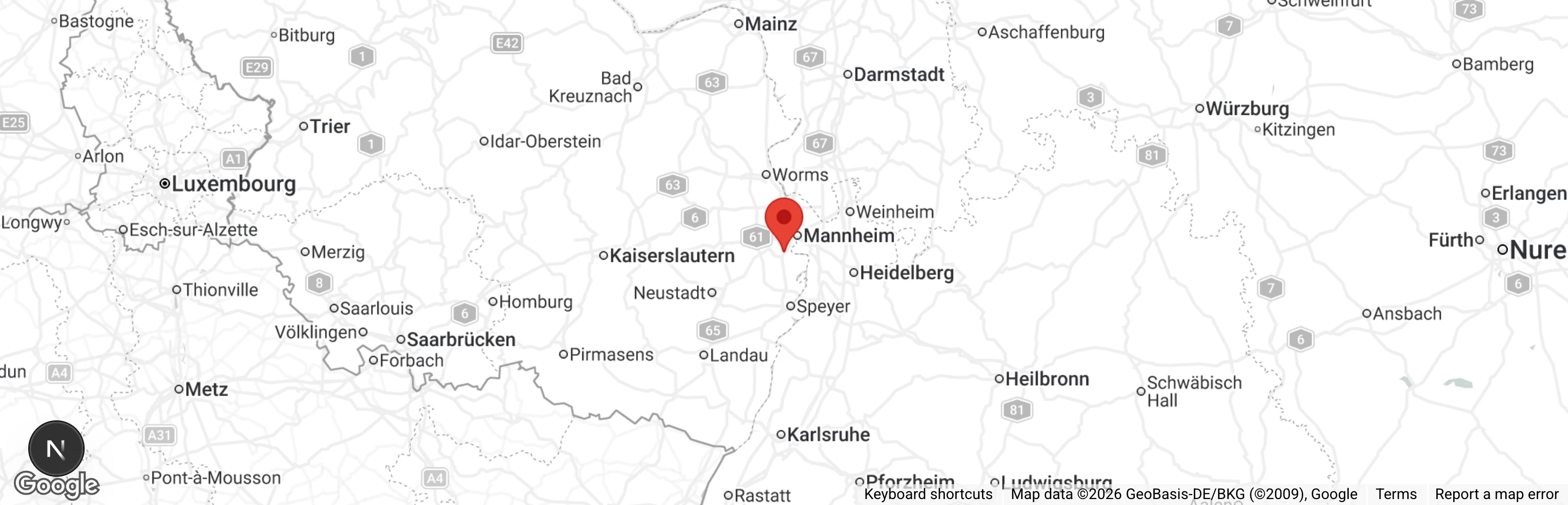 Map showing location of Tierschutzhaus Ludwigshafen