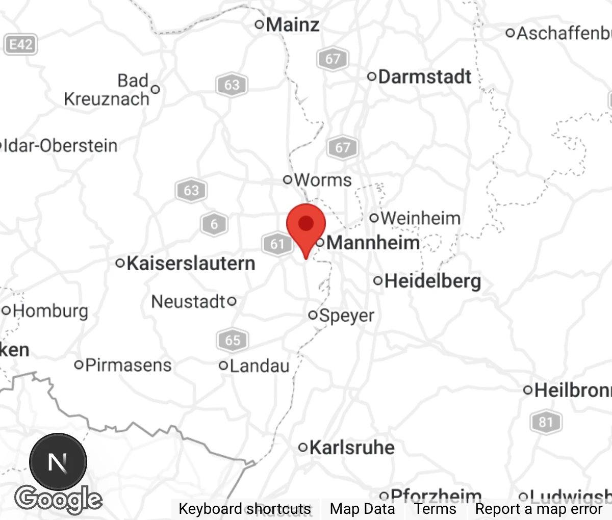 Map showing location of Tierschutzhaus Ludwigshafen