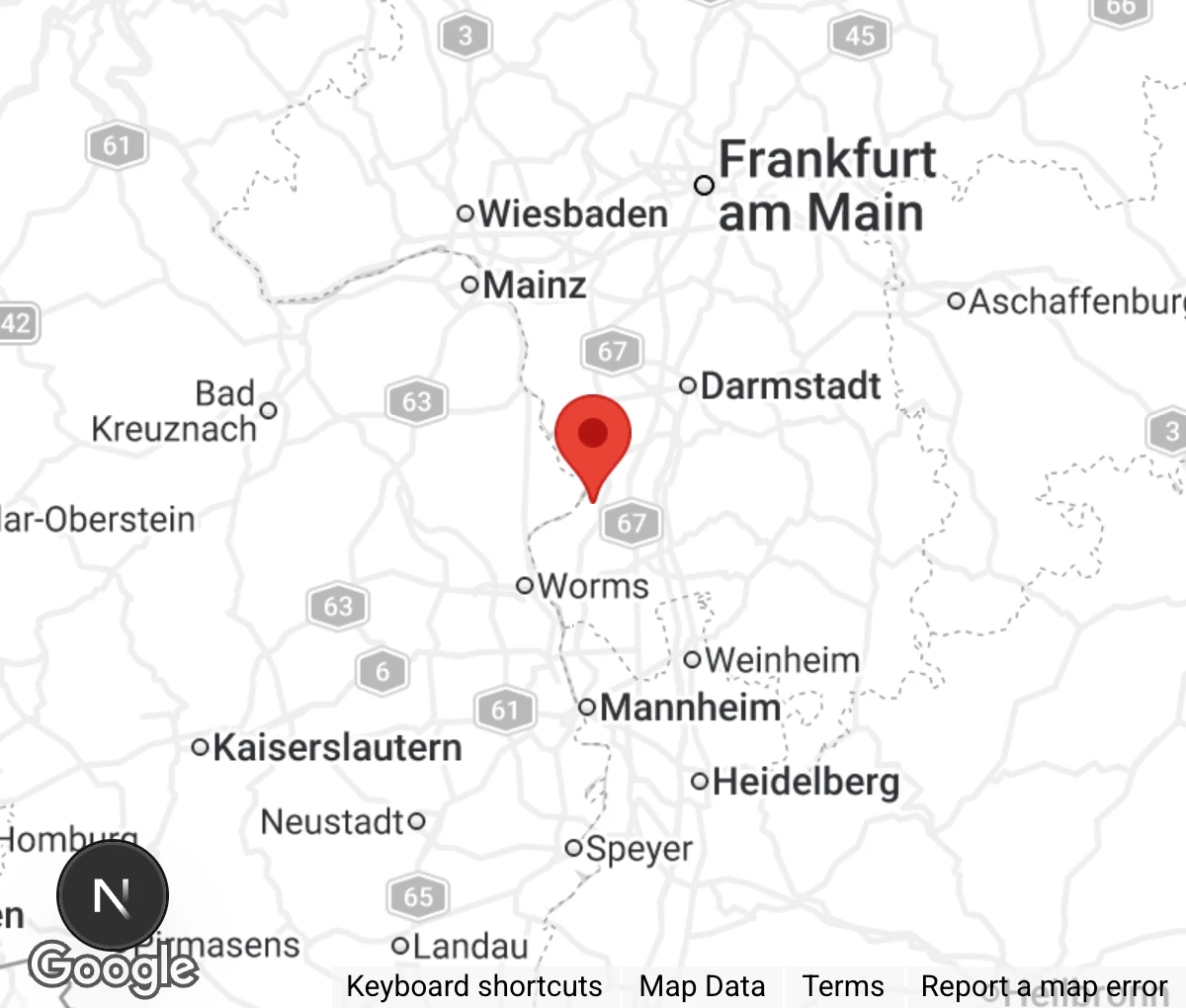 Map showing location of Tierheim Gernsheim/Rhein