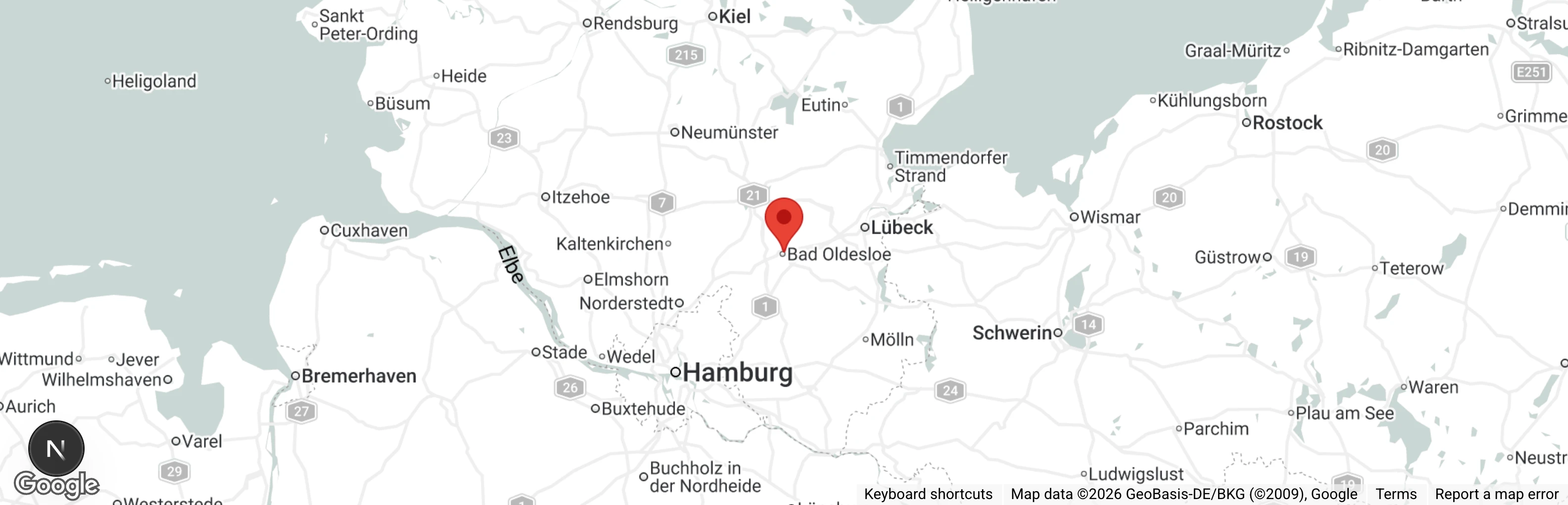 Map showing location of Tierschutz Bad Oldesloe e.V.