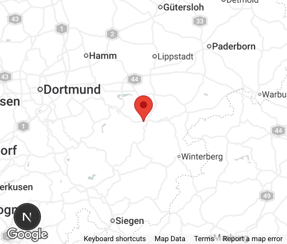 Map showing location of Tierheim Meschede-Enste