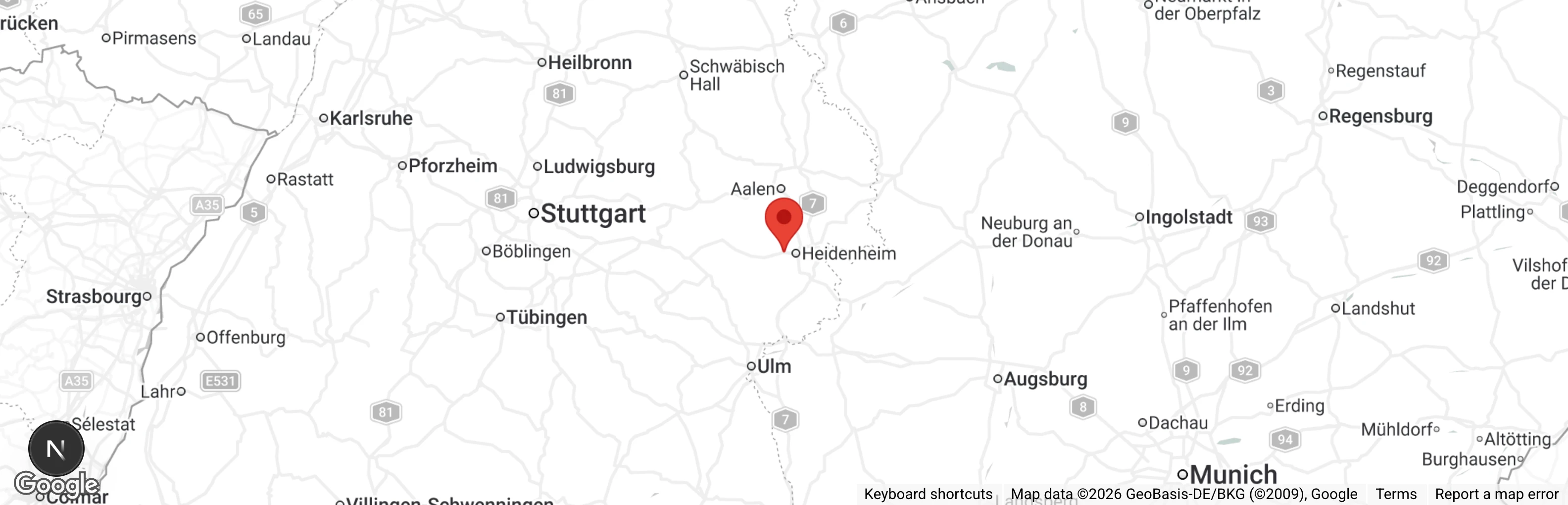 Map showing location of Kreistierschutzverein Heidenheim