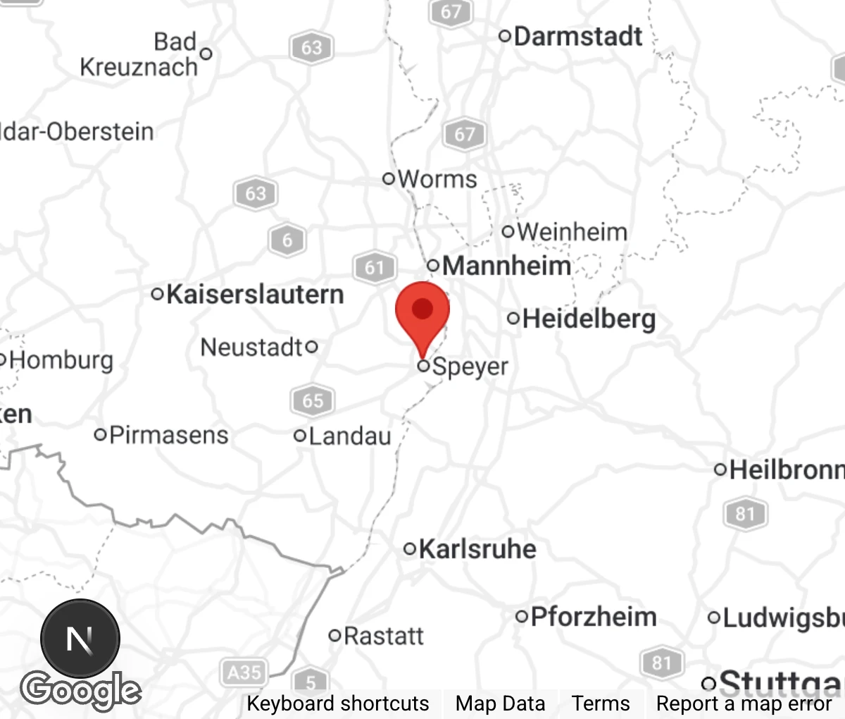 Map showing location of Tierheim Speyer