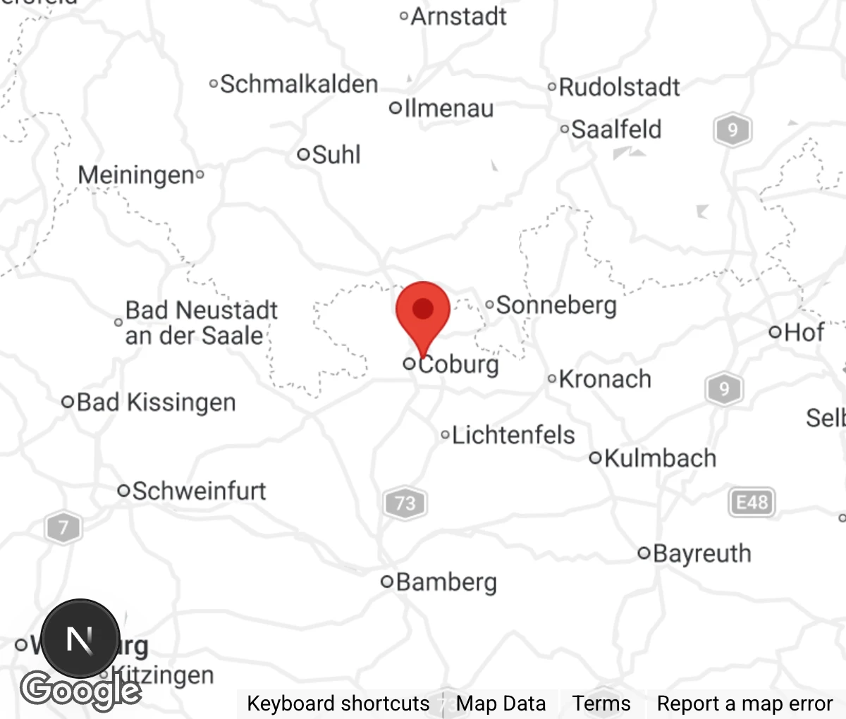 Map showing location of Tier- u. Naturschutzverein für Coburg u.U. e.V.
