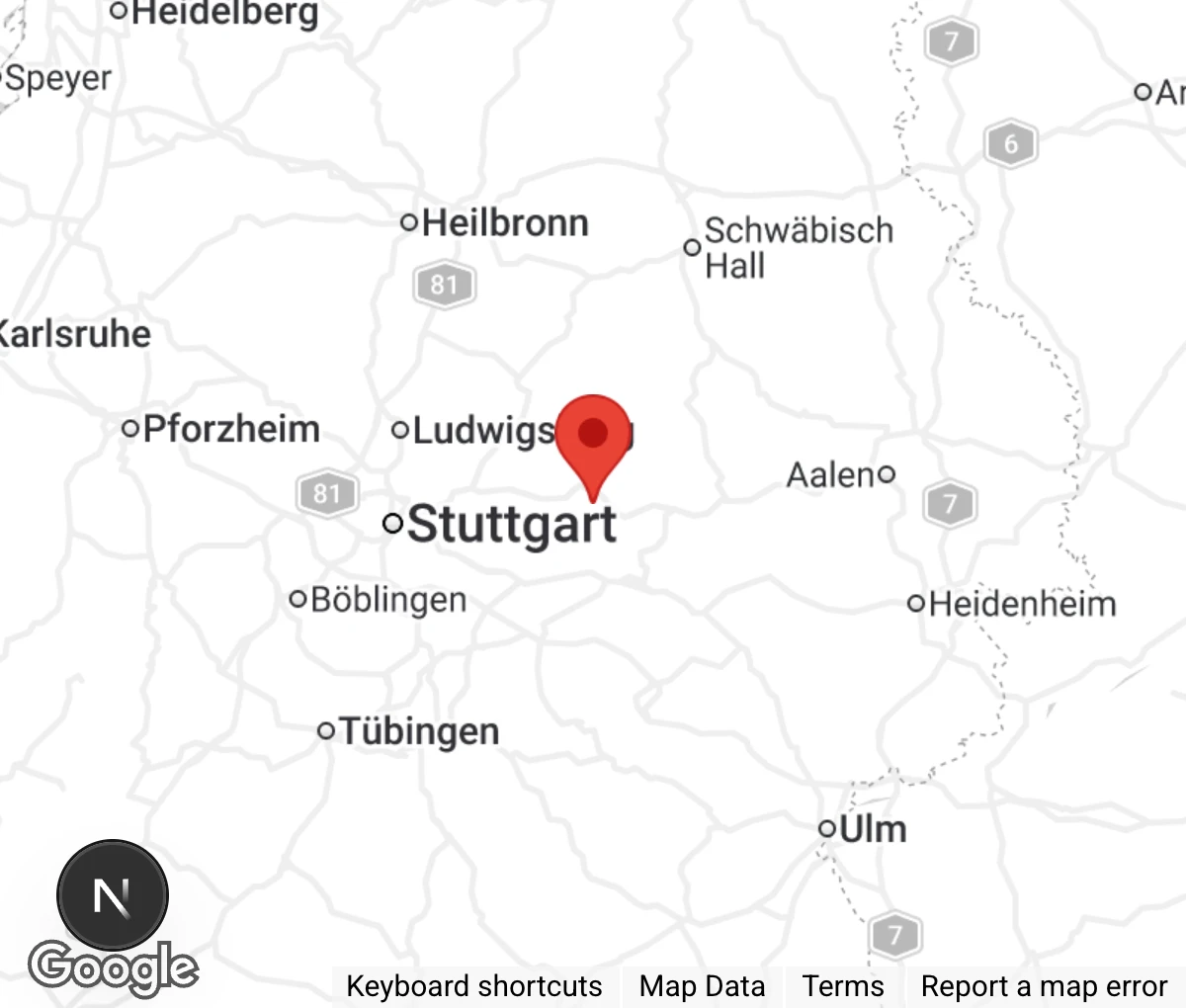 Map showing location of Tierschutzverein Schorndorf u.U. e.V.
