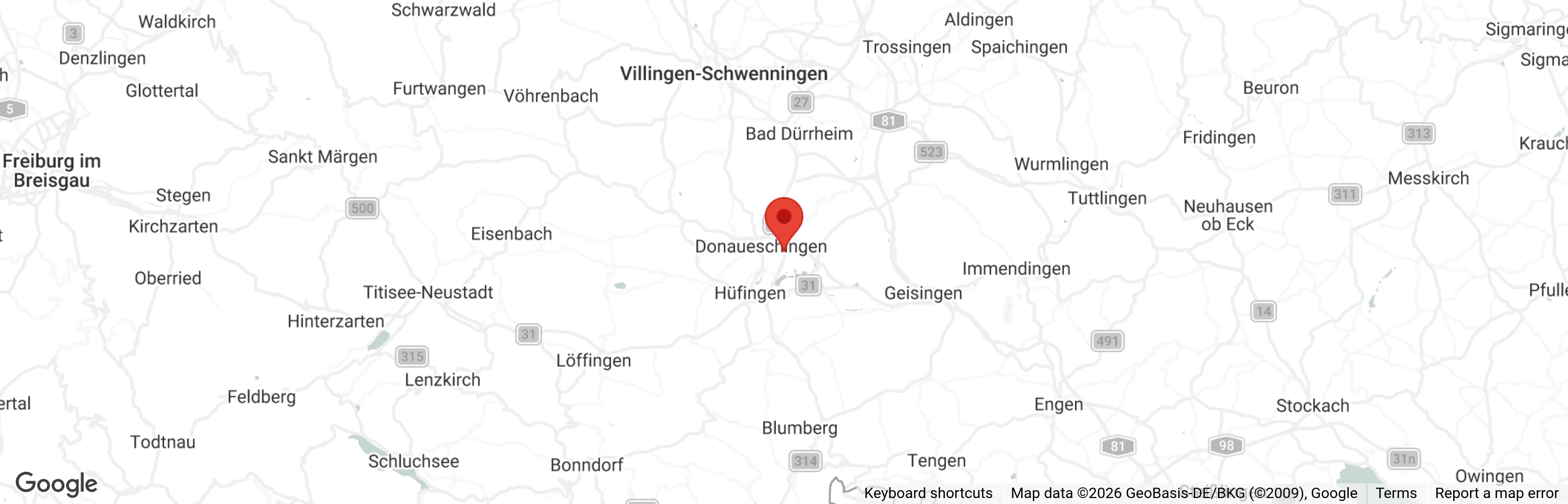Map showing location of Kreistierheim Schwarzwald-Baar-Kreis