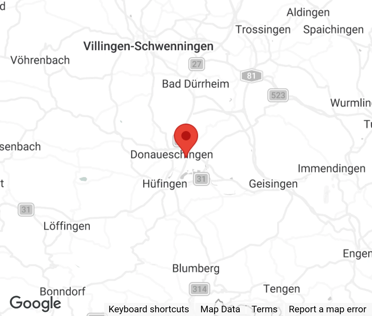 Map showing location of Kreistierheim Schwarzwald-Baar-Kreis