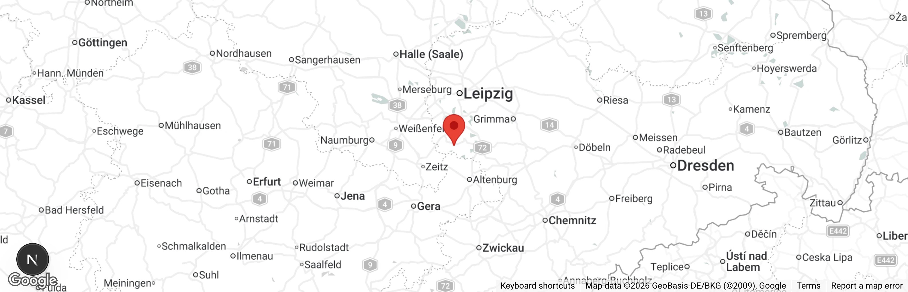 Map showing location of Heim für Tiere Oellschütz/Borna