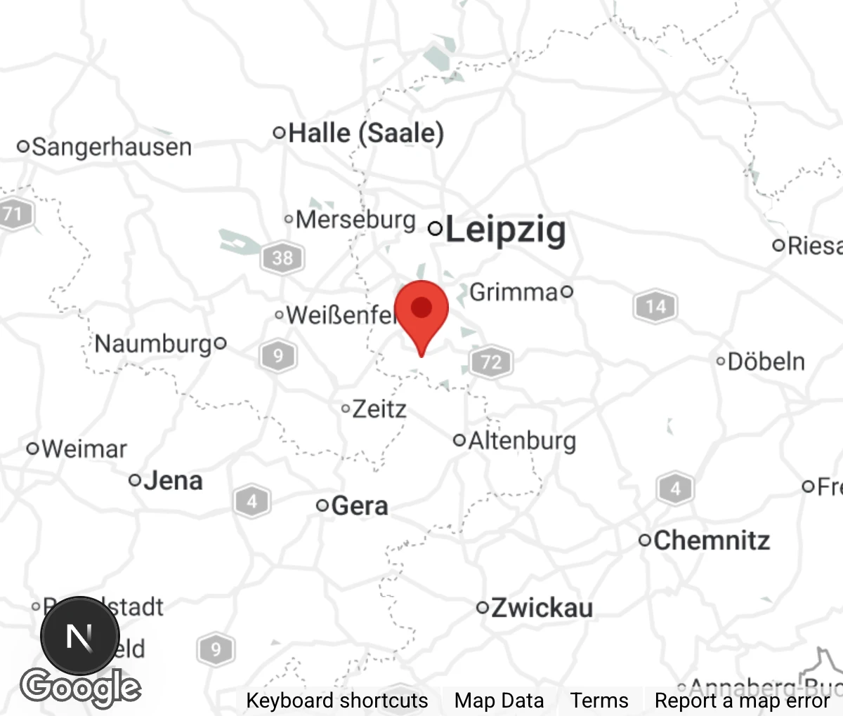 Map showing location of Heim für Tiere Oellschütz/Borna