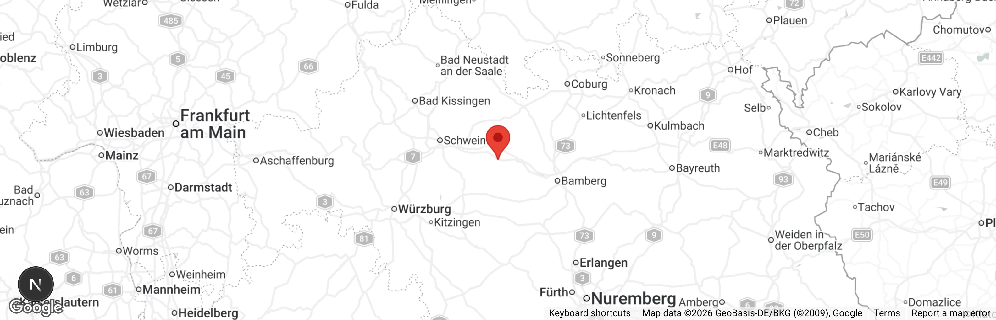 Map showing location of Tierheim Haßberge - Tierschutzinitiative Haßberge e.V. 