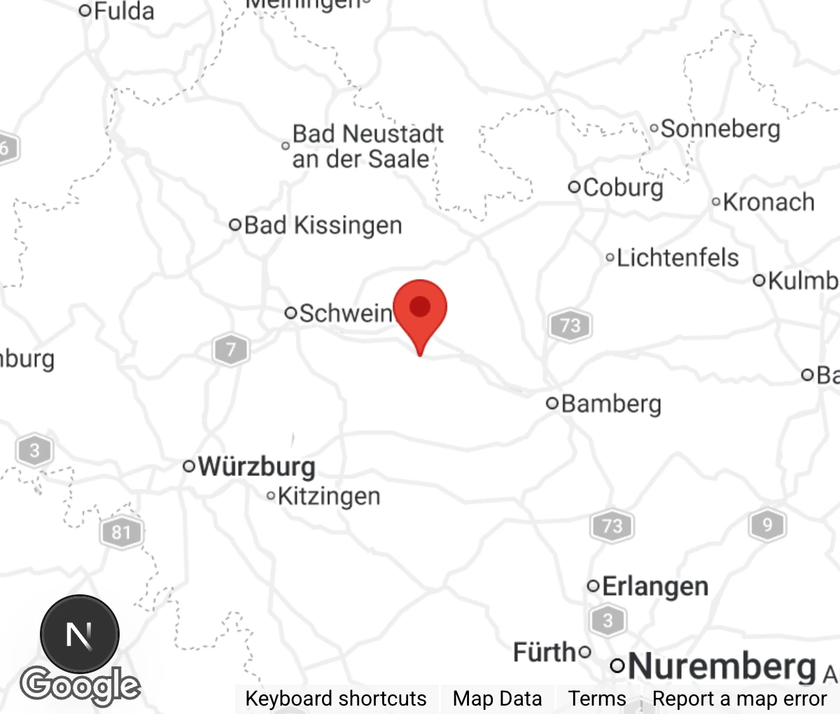Map showing location of Tierheim Haßberge - Tierschutzinitiative Haßberge e.V. 