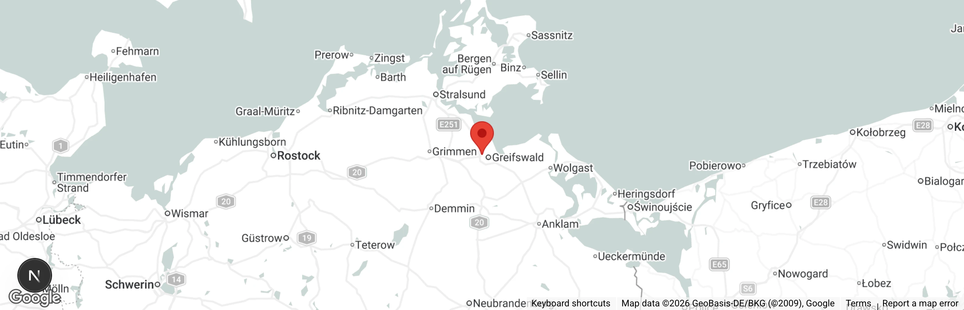 Map showing location of Tierschutzbund Greifswald u.U. e.V.