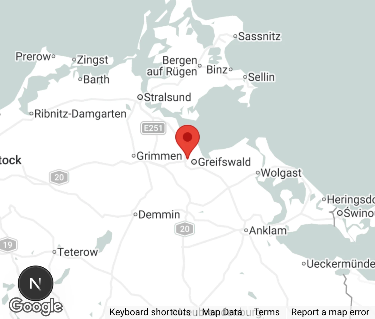 Map showing location of Tierschutzbund Greifswald u.U. e.V.