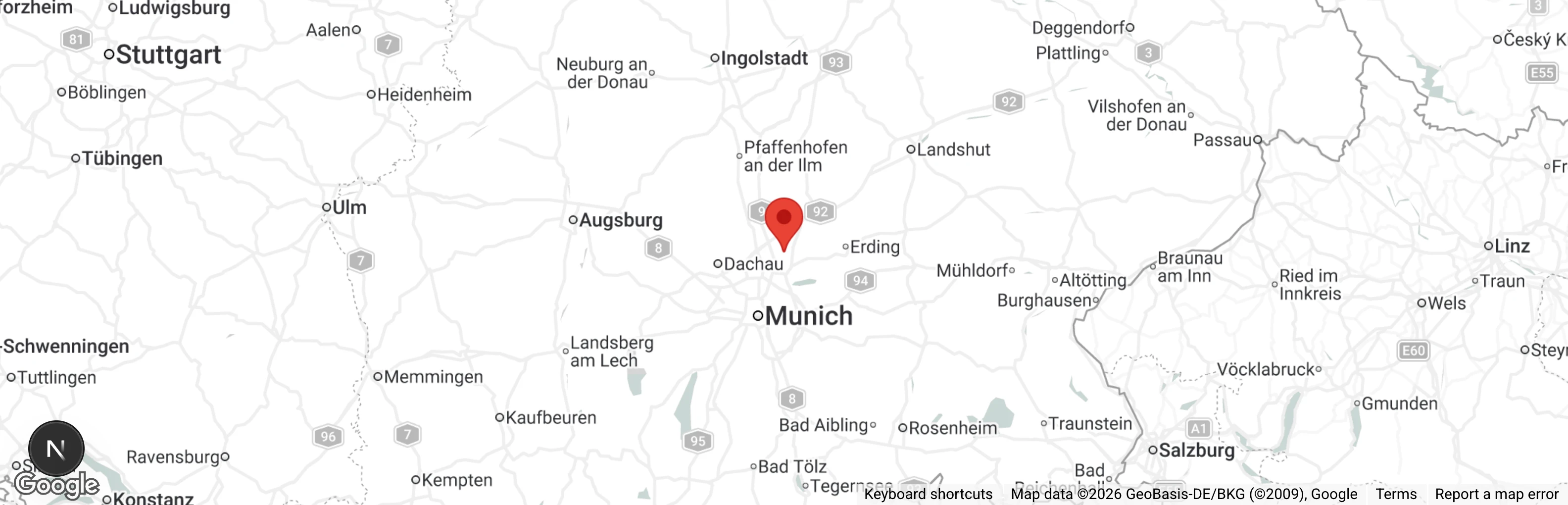 Map showing location of Tierheim Landkreis Freising 'Brigitte Seulen Haus'