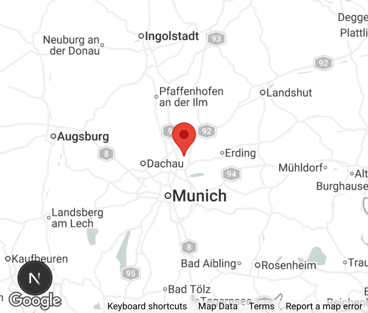 Map showing location of Tierheim Landkreis Freising 'Brigitte Seulen Haus'