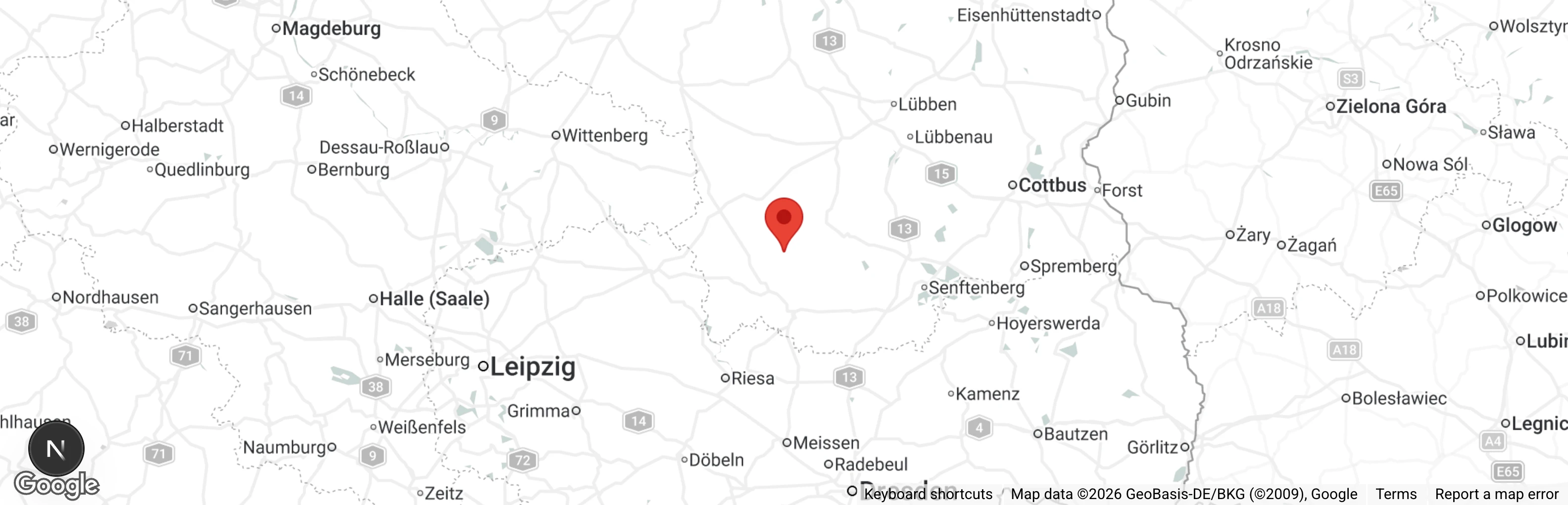 Map showing location of Tierschutzverein Finsterwalde e.V.