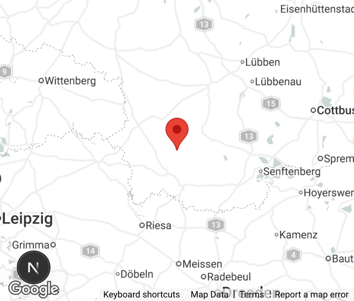 Map showing location of Tierschutzverein Finsterwalde e.V.