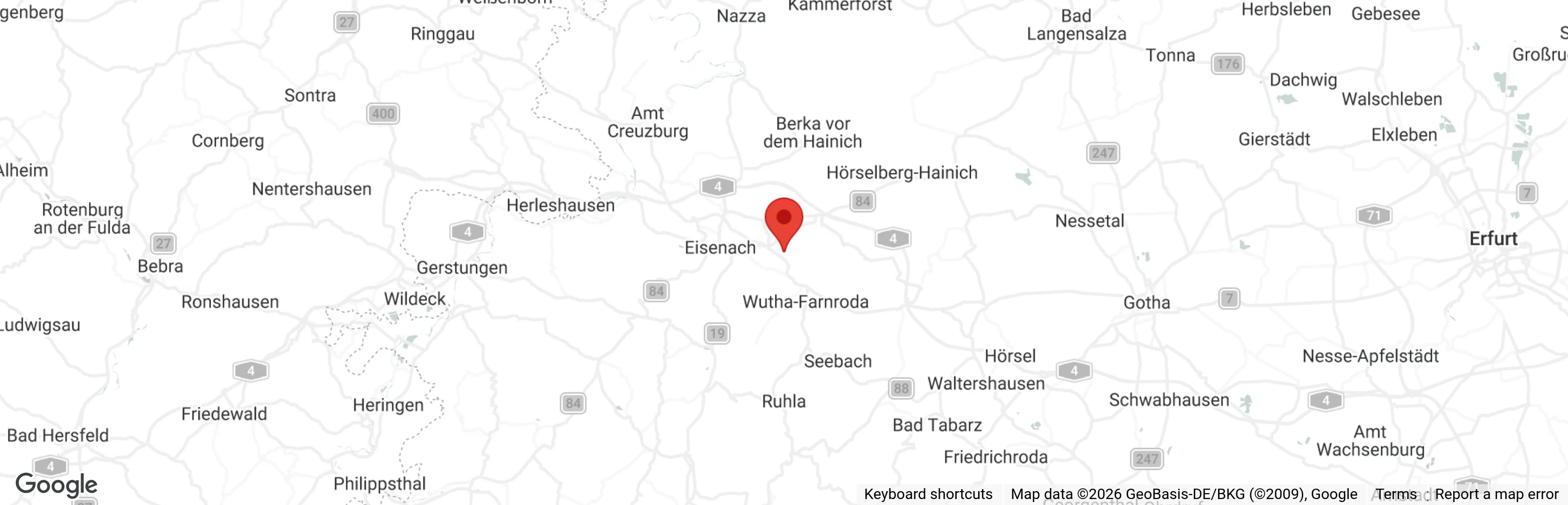 Map showing location of Tierschutzverein Eisenach und Umgebung e.V.