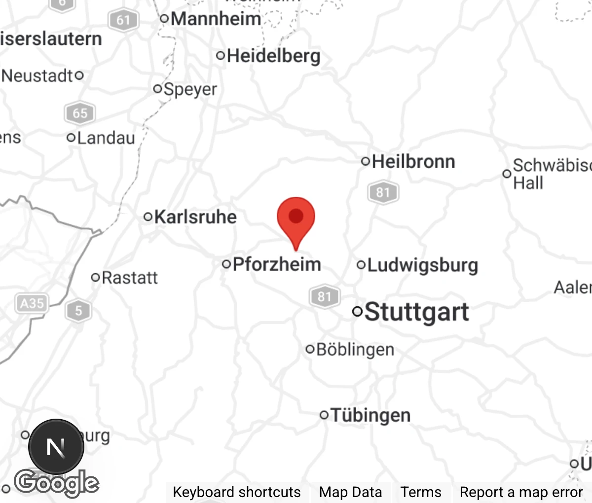 Map showing location of Tierheim Vaihingen Enz