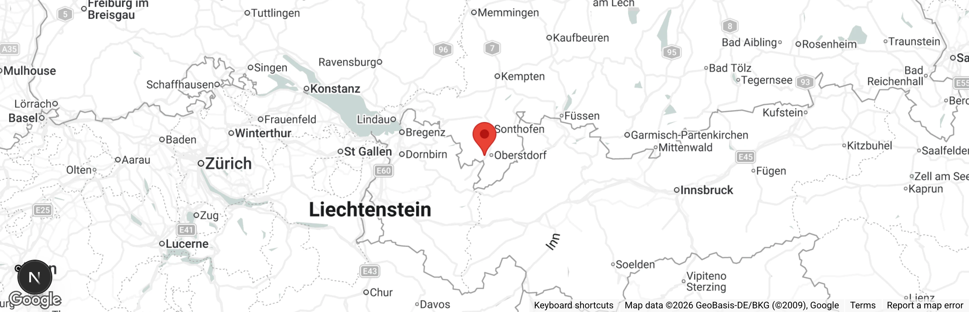 Map showing location of Tierheim Landhaus Geborgenheit Oberstdorf