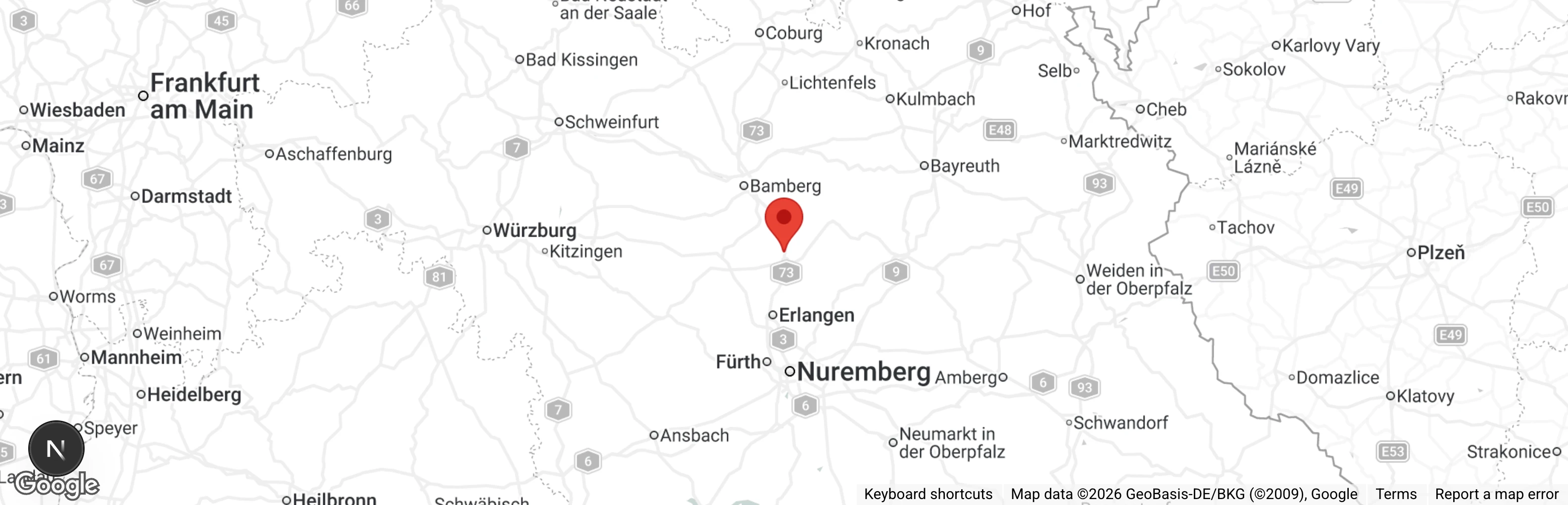 Map showing location of Tierschutzverein Forchheim