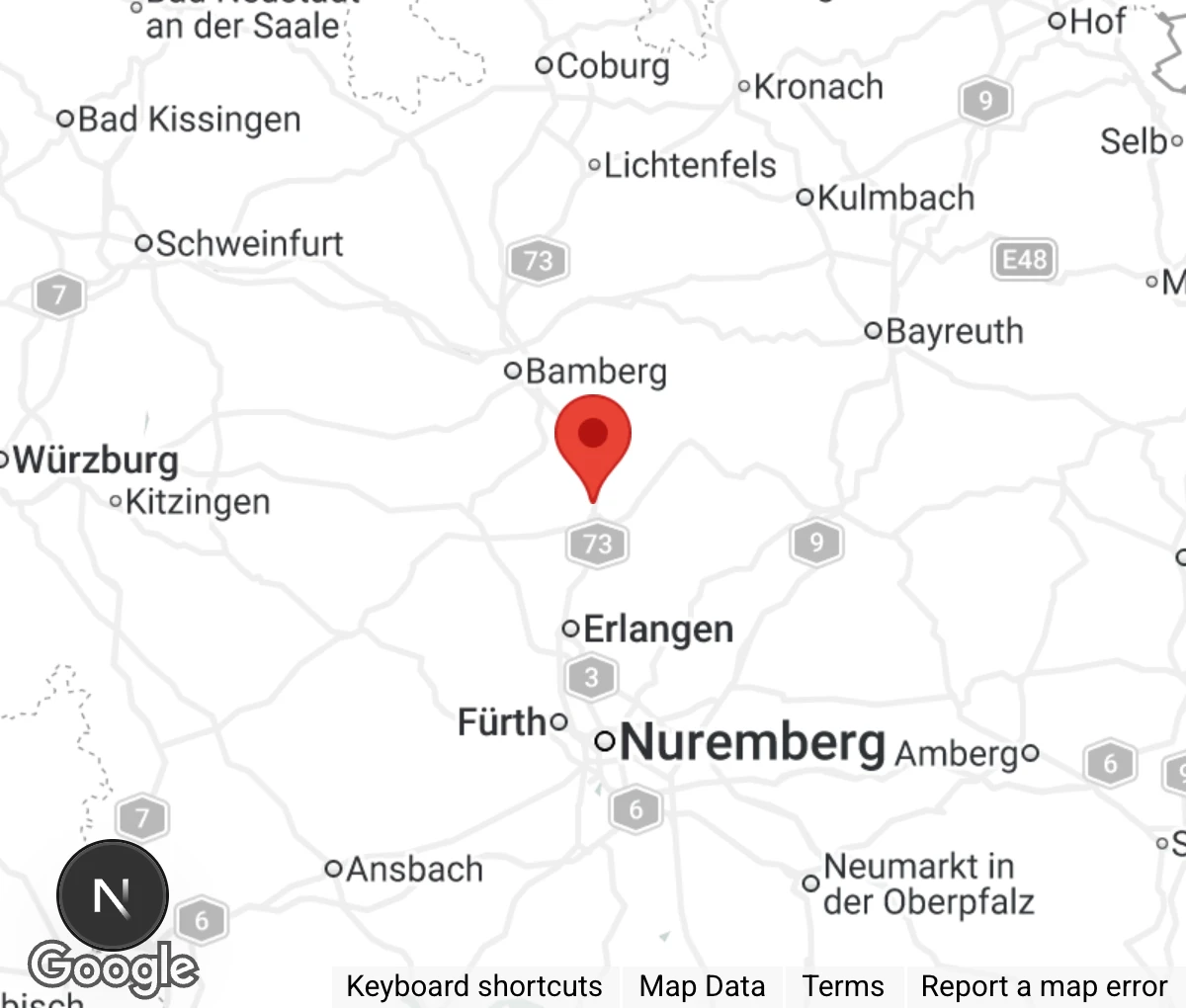 Map showing location of Tierschutzverein Forchheim