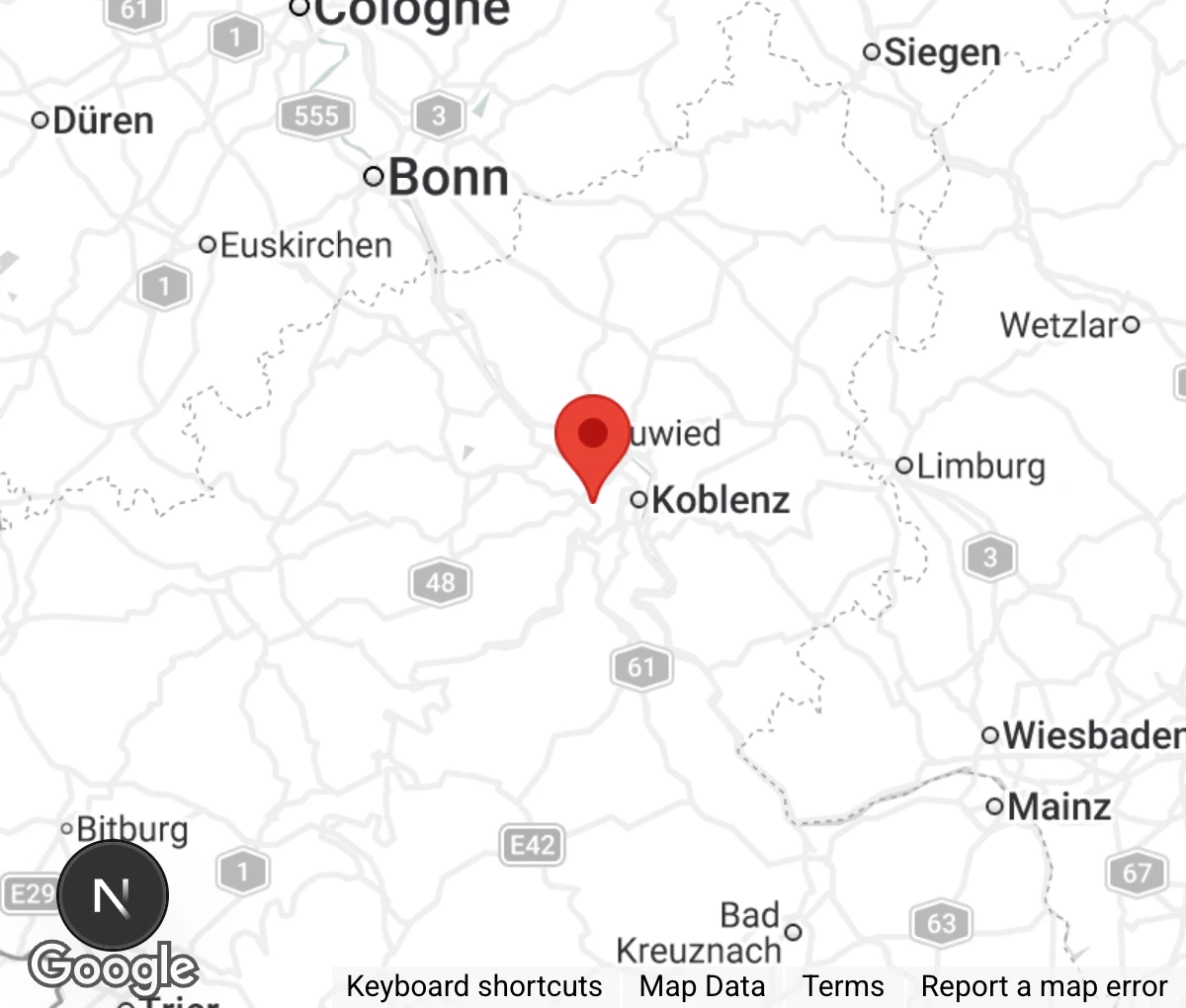 Map showing location of Tierheim Koblenz