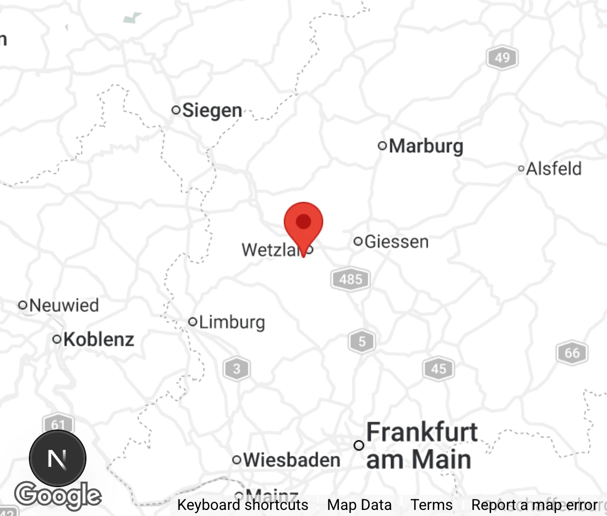 Map showing location of Tierheim Wetzlar