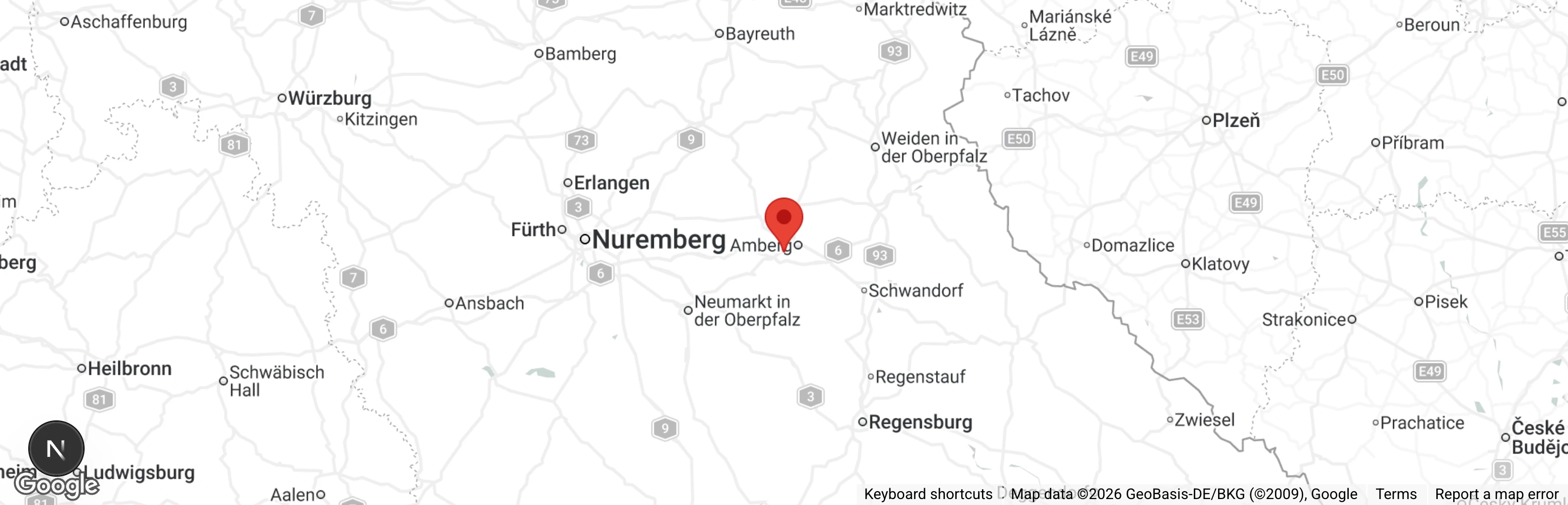 Map showing location of Tierheim Amberg