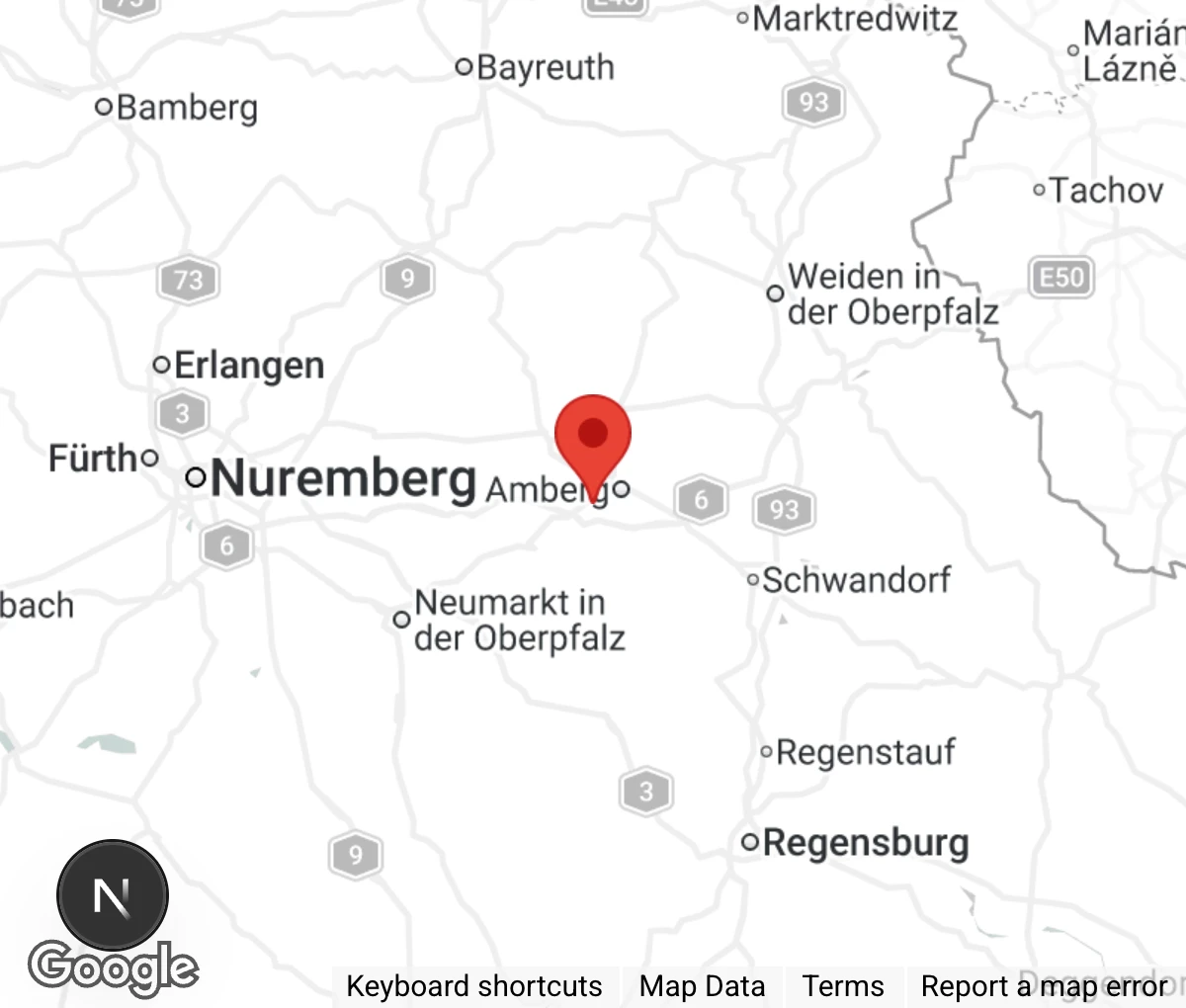 Map showing location of Tierschutzverein Stadt Amberg und Landkreis Amberg-Sulzbach e.V.