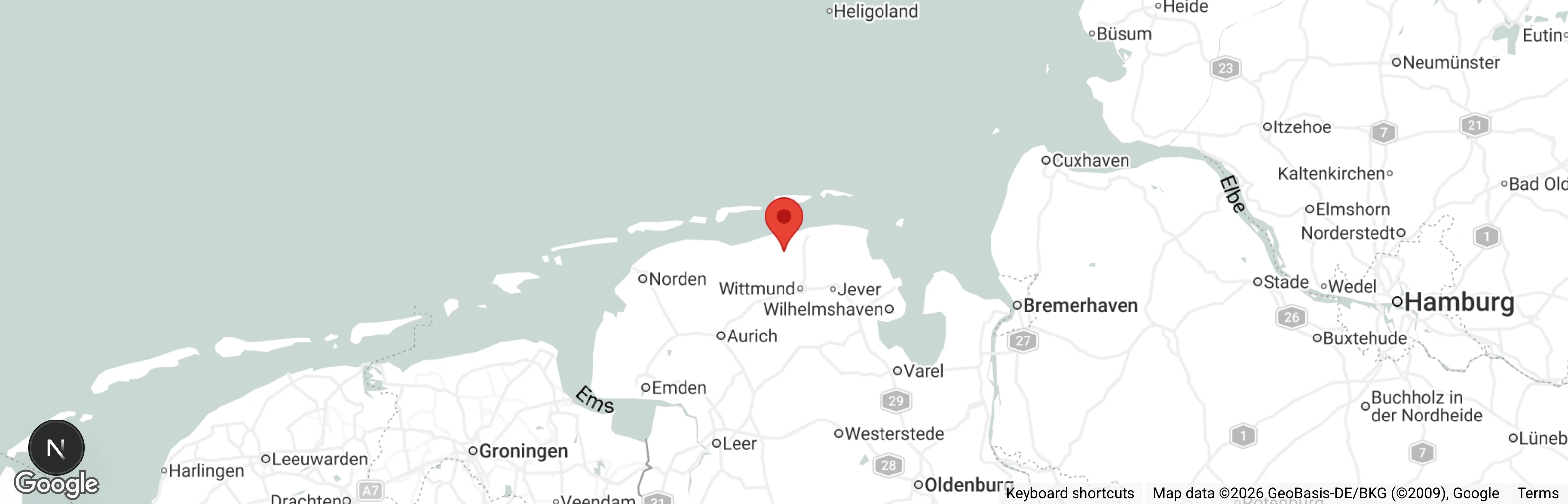 Map showing location of Tierschutzverein Harlingerland e.V.