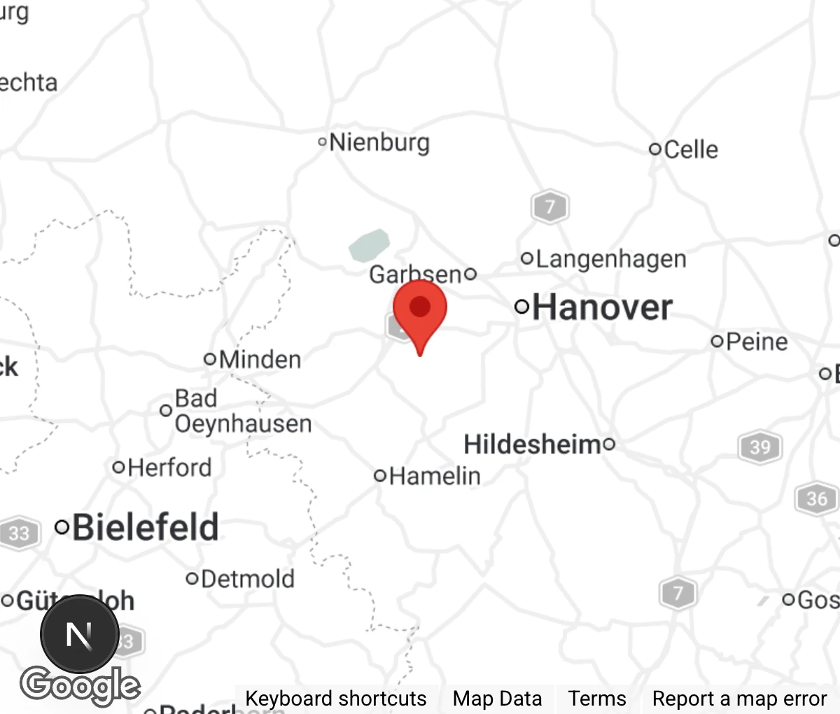 Map showing location of Tierheim Barsinghausen u. U. e.V.