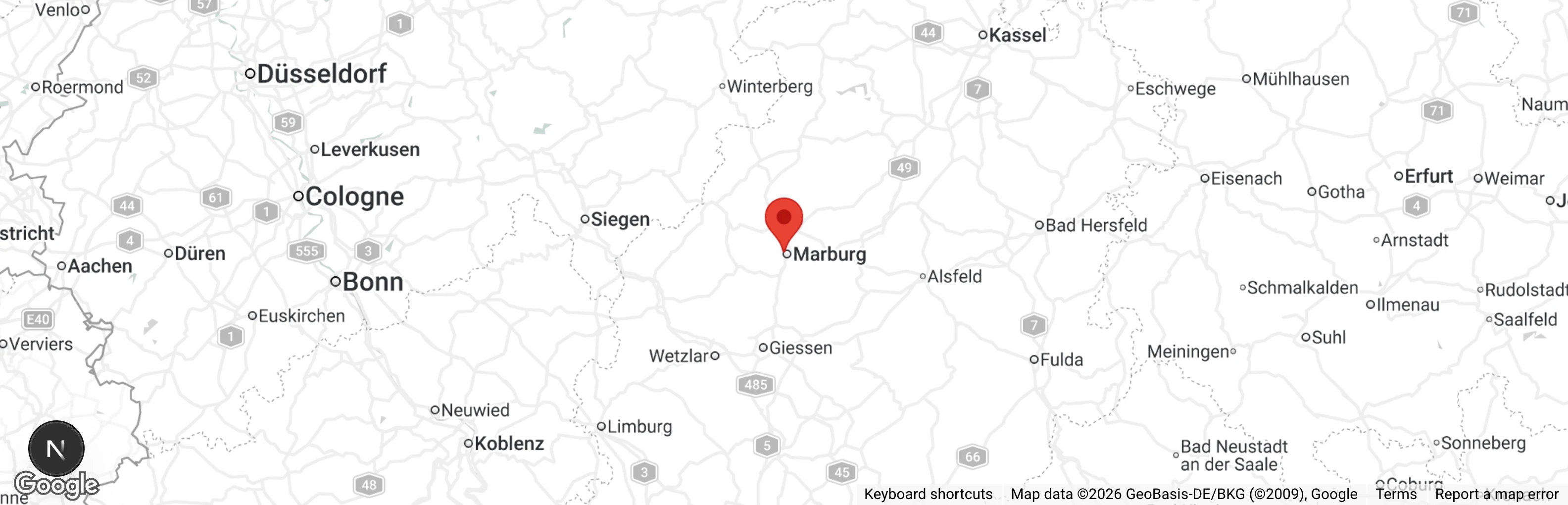 Map showing location of Tierschutzverein Marburg u.U. e.V.