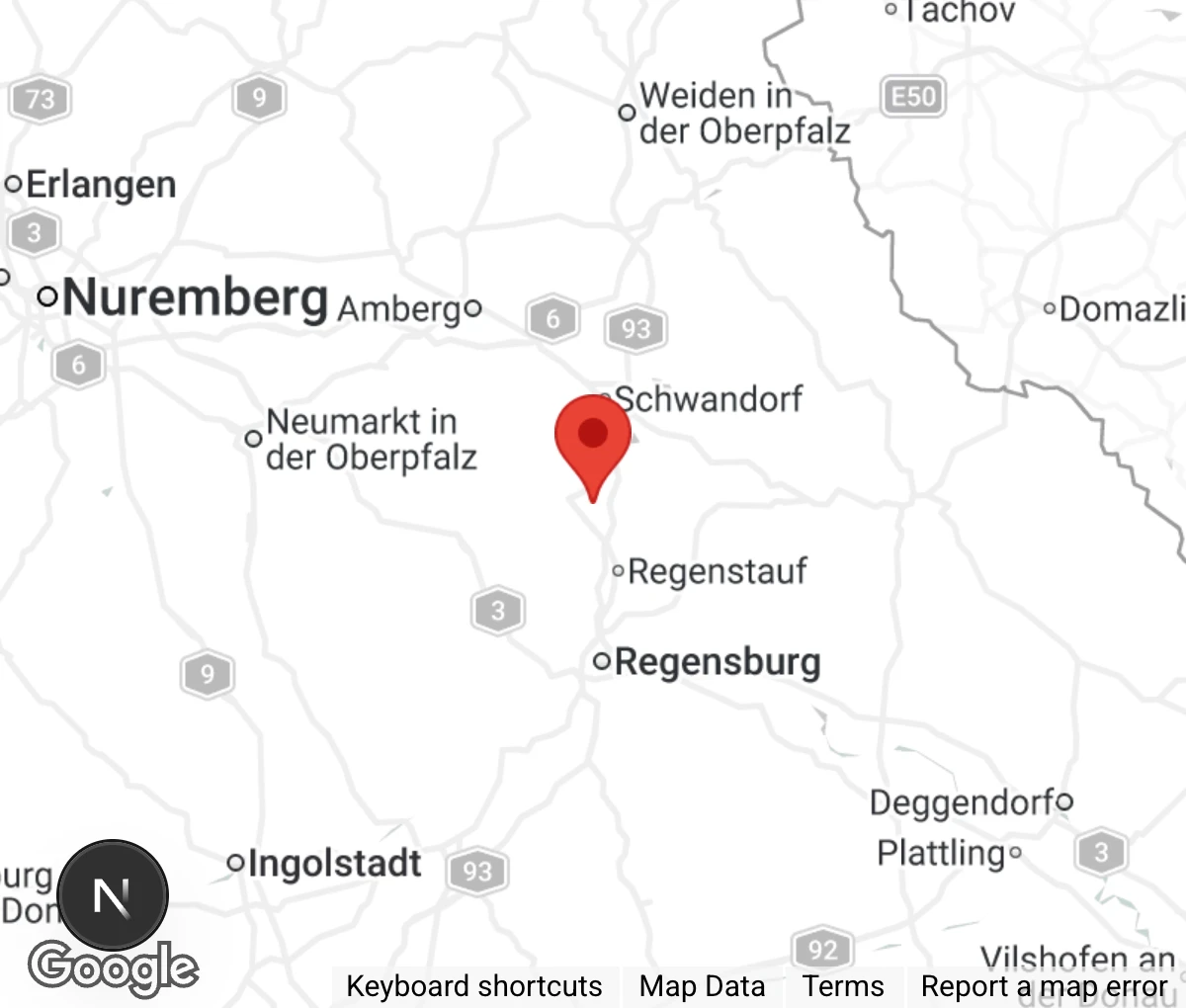 Map showing location of Tierauffangstation Städtedreieck Burglengenfeld-Maxhütte-Teublitz