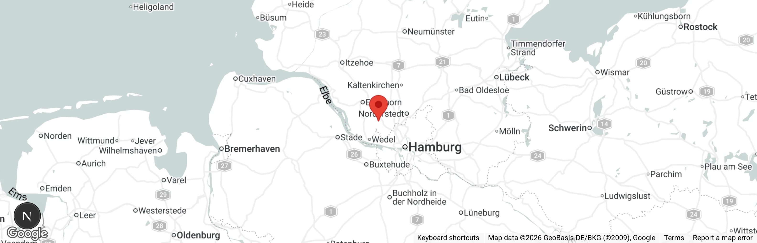 Map showing location of Tierschutzverein Pinneberg u.U. e.V.